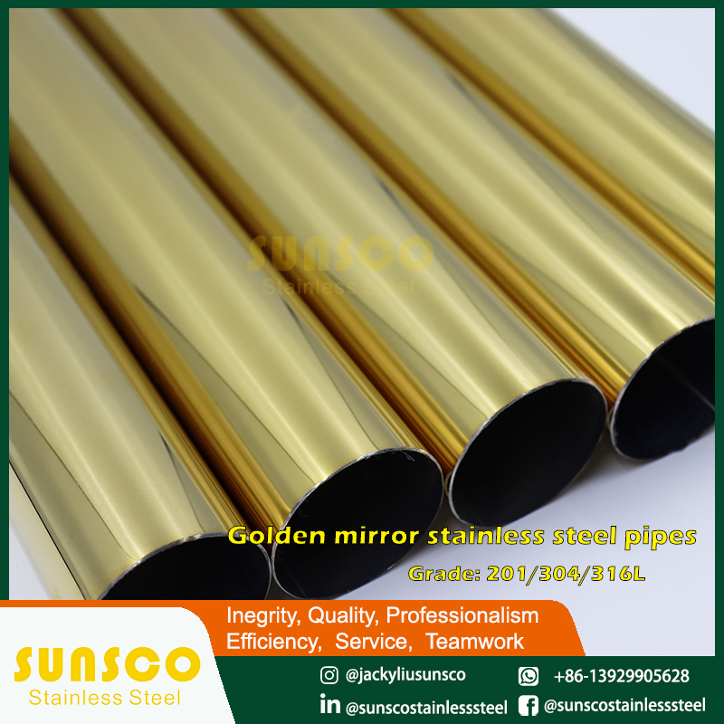 Golden mirror ss pipe